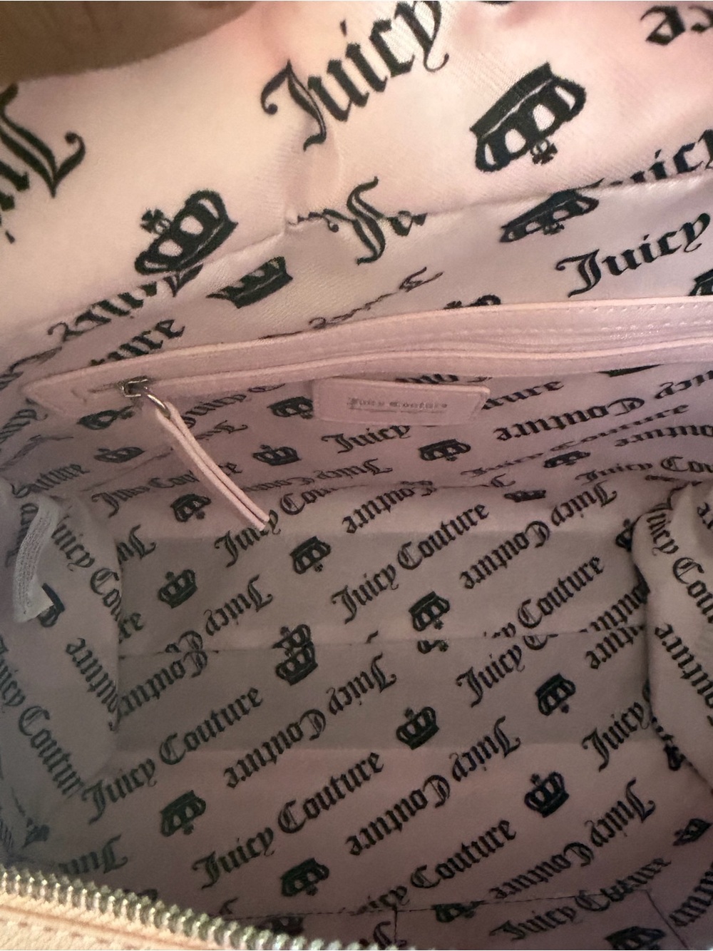 Juicy Couture Blue Canvas Floral Tote with Pink Trim - Picture 7 of 11